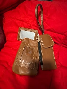 Vintage Liz Claiborne Brown Leather 3 piece wristlet